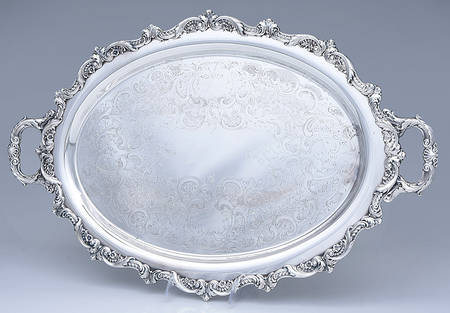 Old English (Silverplate, Hollowware) Large Footed Waiter Tray