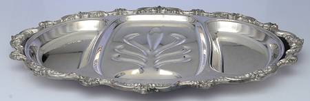 Old English (Silverplate, Hollowware) Large 3-Part Footed Meat Platter