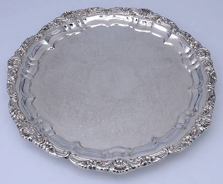 Old English (Silverplate, Hollowware) Round Silverplate Tray