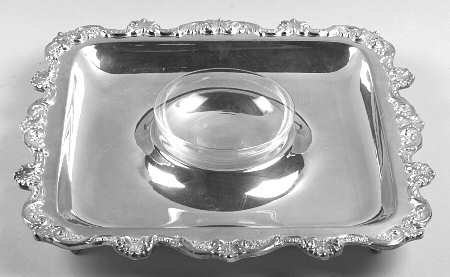 Old English (Silverplate, Hollowware) Shrimp and Dip Server with Liner