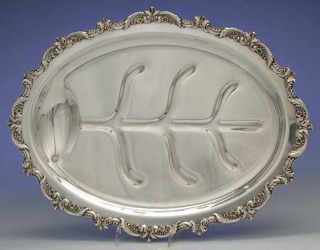 Old English (Silverplate, Hollowware) Large Plated Meat Platter with Well