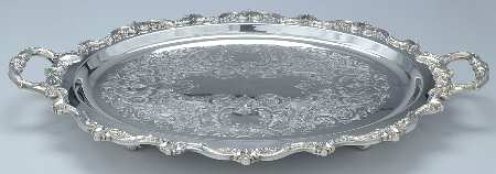 Old English (Silverplate, Hollowware) Large Footed Waiter Tray