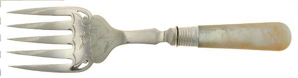 Flatware (Plated Bolster) Hollow Handle Fish Serving Fork, Silverplate Tines