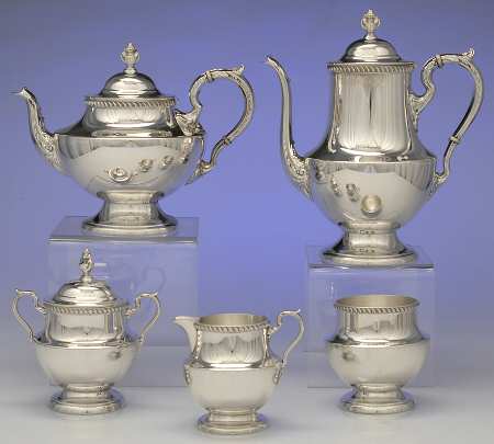 Georgian (Sterling, Hollowware) 5 Piece Tea Set (SCP, STP, SCR, SSU, SWB)