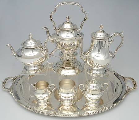Georgian (Sterling, Hollowware) 7 Piece Tea Set (SCP, STP, SCR, SSU, SWB, SKES & WTL)