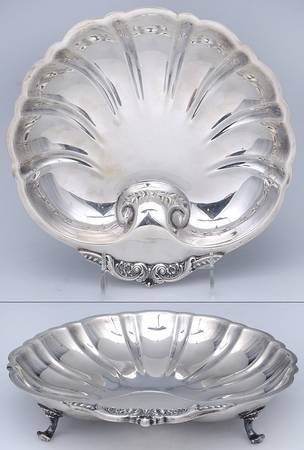 Georgian (Sterling, Hollowware) 9" Footed Shell Shape Bowl