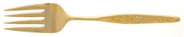 Golden Marguerite (Gold Electroplate) Medium Solid Cold Meat Serving Fork