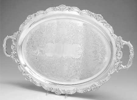 110 (Silverplate, Hollowware) Large Silverplate Waiter Tray