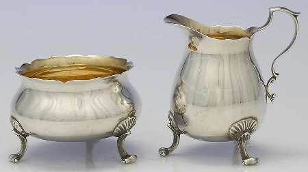 115 (Sterling, Hollowware) Mini Sterling Creamer and Open Sugar