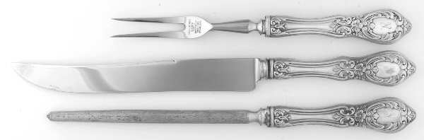 Old English (Sterling) Large 3-Piece Roast Carving Set w/ Stainless Blade