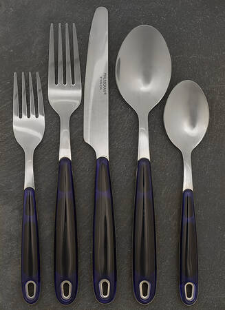 Sierra-Blue (Stainless, Plastic) 5 Piece Place Setting