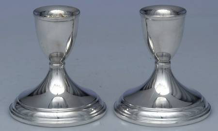 33 (Sterling, Hollowware) Pair of Weighted Console Candleholders