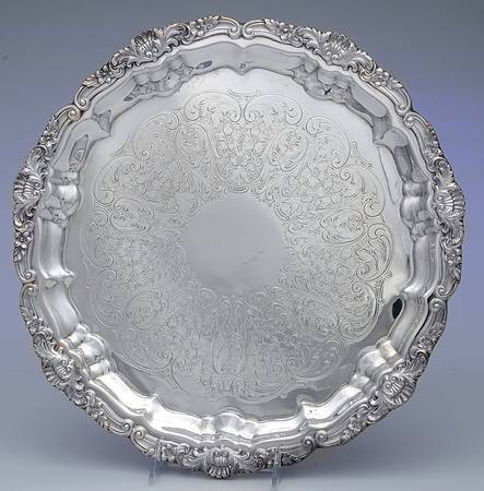 3208 (Silverplate, Hollowware) 14" 3-Toed Silverplate Round Tray