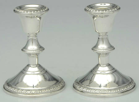 299 (Sterling, Hollowware) Pair of 4" Weighted Candlesticks