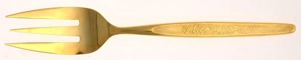 Gold la Flora (Gold Electroplate) Medium Solid Cold Meat Serving Fork