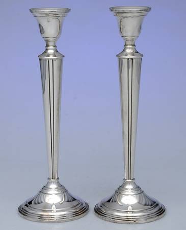 745 (Sterling.Hollowware) Pair of Weighted Candlesticks