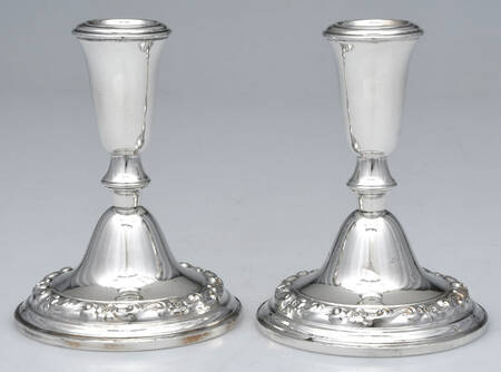 40 (Sterling, Hollowware) Pair of Weighted Candleholders