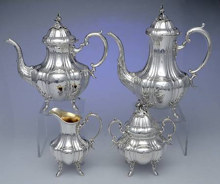 Bradford (Sterling, Hollowware) 4 Piece Tea Set (SCP, STP, SCR, SSU)