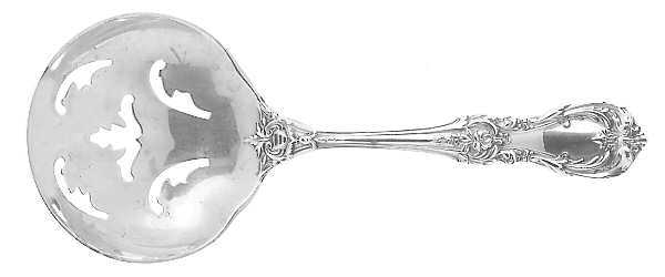 Burgundy (Sterling, 1949, No Monograms) Solid Bon Bon Spoon with Pierced Bowl
