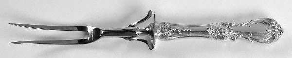 Burgundy (Sterling, 1949, No Monograms) Large Stainless-Prong Roast Carving Fork