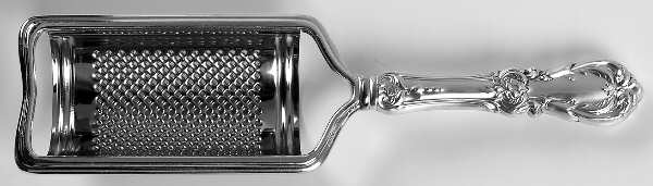 Burgundy (Sterling, 1949, No Monograms) Cheese Grater with Hollow Handle, Stainless Grater