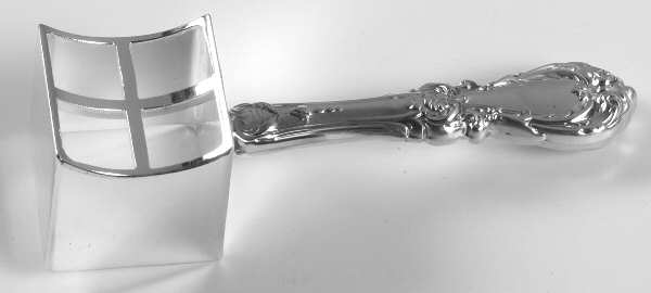Burgundy (Sterling, 1949, No Monograms) Corn Butterer with Silverplate Bowl