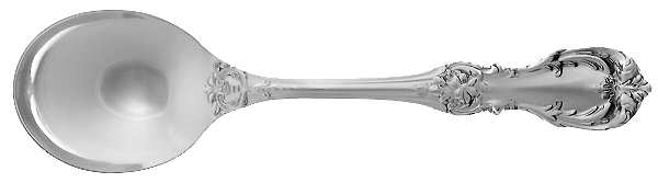 Burgundy (Sterling, 1949, No Monograms) Round Bowl Soup Spoon (Gumbo)