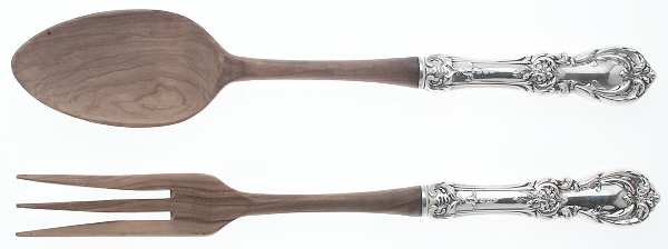 Burgundy (Sterling, 1949, No Monograms) Wooden Bowl 2-Piece Salad Set