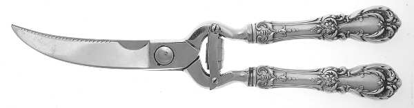 Burgundy (Sterling, 1949, No Monograms) Poultry Shears with Stainless Blades