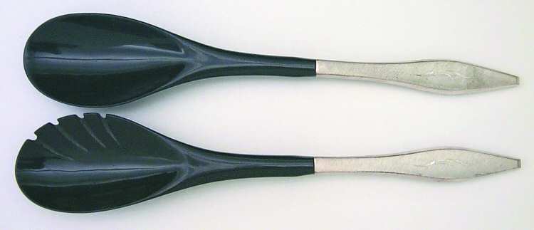 Cellini-Engraved (Sterling, 1967) Plastic Bowl 2-Piece Salad Set