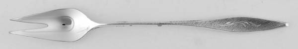 Cellini-Engraved (Sterling, 1967) Short Handle Pickle/Olive Fork