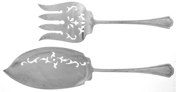 Clovelly (Sterling, 1912) 2 Piece Large Solid Fish Serving Set