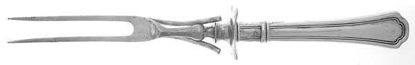 Clovelly (Sterling, 1912) Lg Carving/Roast Fork-Stn Prong w/Sterling Guard