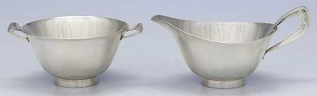 Contemporary (Sterling, Hollowware) Mini Sterling Creamer and Open Sugar