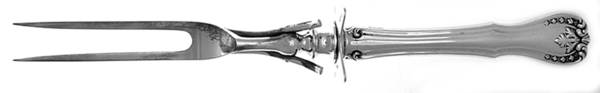 Devon (Sterling, 1911) Lg Carving/Roast Fork-Stn Prong w/Sterling Guard