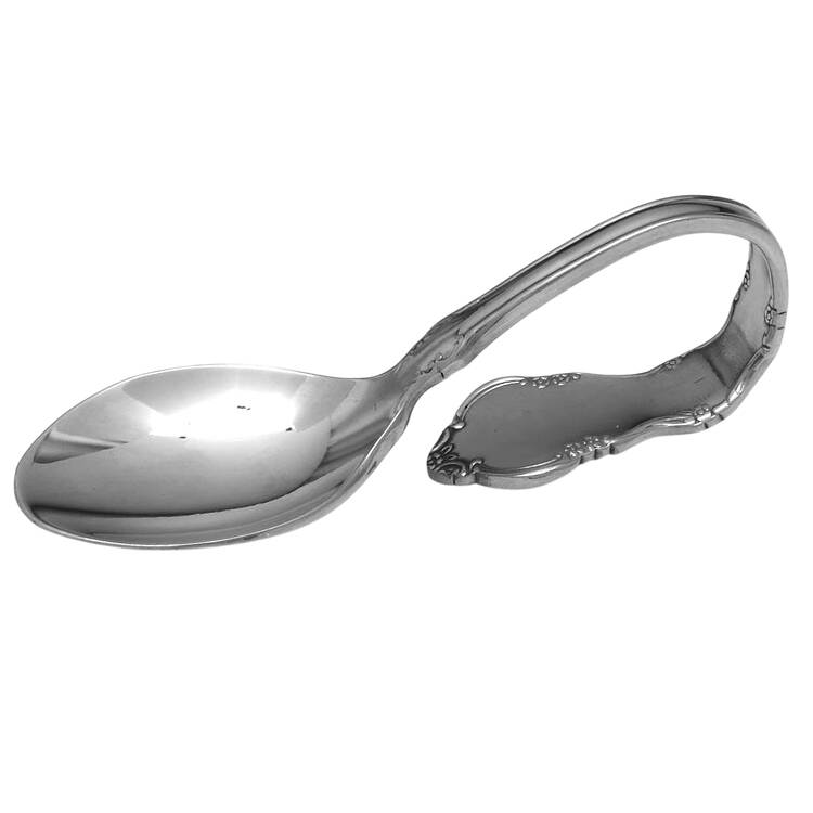 Dresden Rose (Silverplate, 1953) Baby Spoon with Curved Handle HC