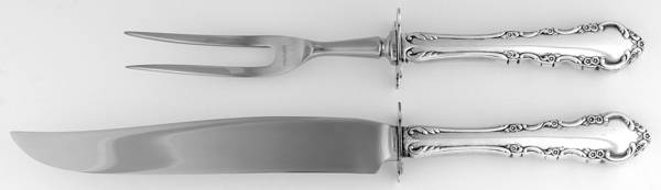 Dresden Rose (Silverplate, 1953) Small Stainless Blade 2-Piece Steak Carving Set