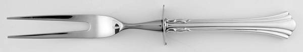 Eighteenth Century (Sterling, 1971, Newer) Small Steak Carving Fork with Stainless Prongs