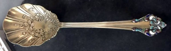 Elegante-L'Elegante (Sterling, 1900-1940) Preserve Spoon with Enamel Inlay