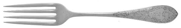 English Antique-Etched (Sterlng, 1895) Monogram Fork