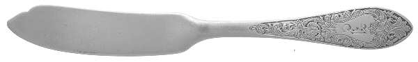 English Antique-Etched (Sterlng, 1895) Monogram Flat Handle Butter Spreader