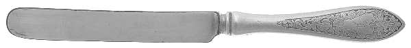 English Antique-Etched (Sterlng, 1895) Knife-Old French/Hollow-Bolster-Monogram