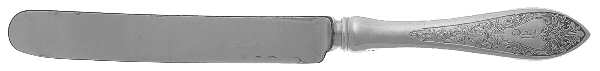 English Antique-Etched (Sterlng, 1895) Monogramed Old French Hollow Knife with Bolster
