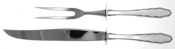 English Provincial (Sterling, 1965) (2 Pc)Carving Set-Lg Stnbl/Roast w/Sterling Guard