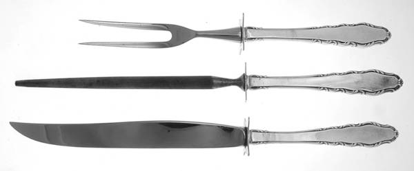 English Provincial (Sterling, 1965) (3 Pc)Carving Set-Lg Stnbl/Roast w/Sterling Guard
