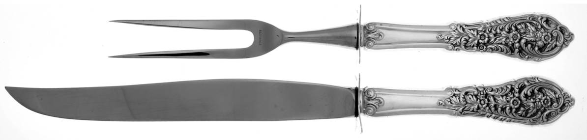 Florentine Lace (Sterling, 1951) Carving Set-2pc/Lg-Stnbl/Roast W/Sterling Guard