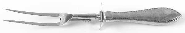 Four Georges-Engraved (Sterling, 1920) Large Stainless-Prong Roast Carving Fork