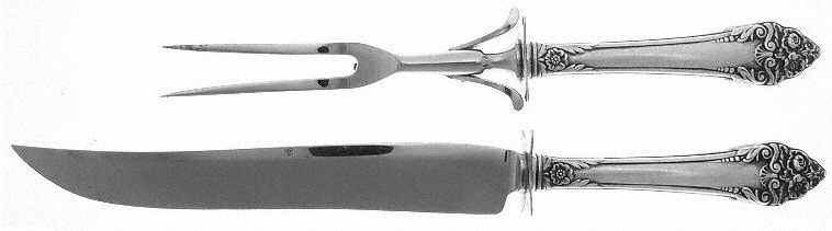 Fragrance (Sterling, 1941, No Monograms) Large 2-Piece Roast Carving Set w/ Stainless Blade