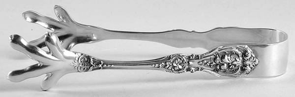 Francis I (Sterling, Eagle-R-Lion, 1907) Large Ice Serving Tongs with Claw Tips