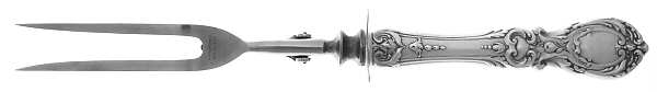 Francis I (Sterling, Eagle-R-Lion, 1907) Lg Carving/Roast Fork-Stn Prong w/Sterling Guard